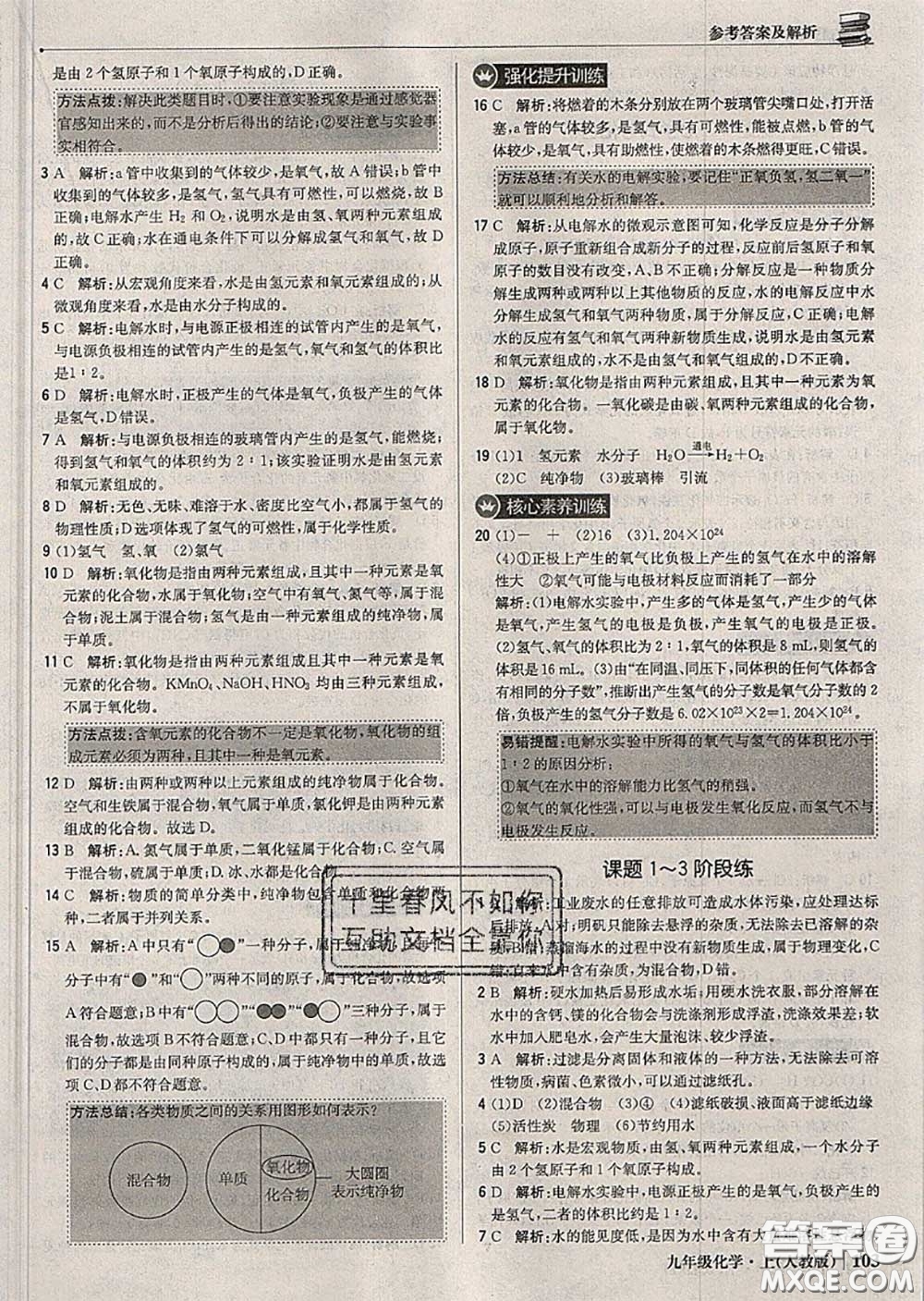 2020年秋1加1輕巧奪冠優(yōu)化訓練九年級化學上冊人教版參考答案