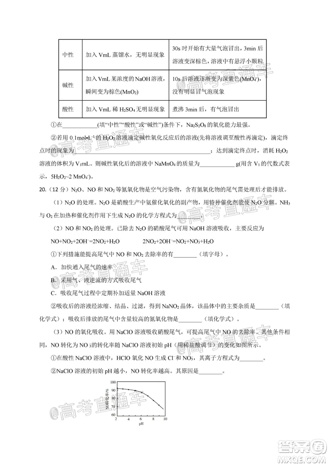 2021屆江蘇省啟東中學(xué)高三期初考試化學(xué)試卷及答案