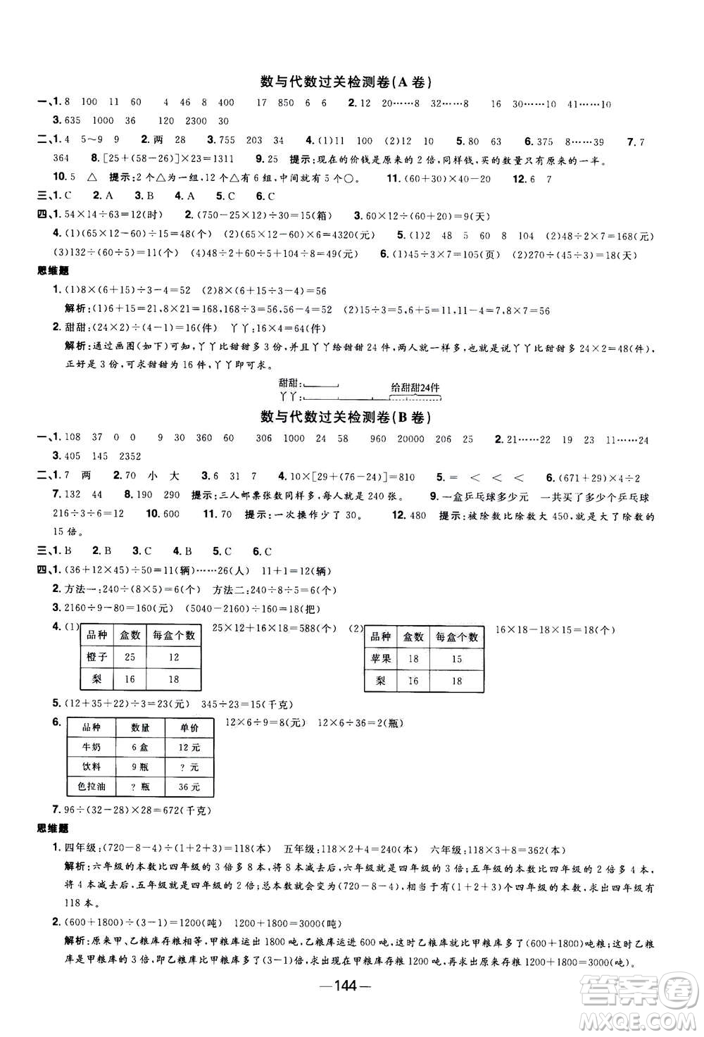 2020年陽光同學(xué)一線名師全優(yōu)好卷四年級(jí)上冊(cè)數(shù)學(xué)SJ蘇教版答案