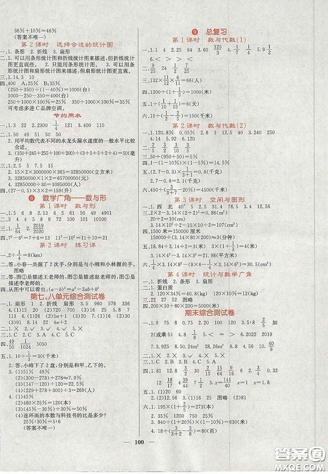 2020課堂點睛六年級數(shù)學(xué)上冊人教版答案