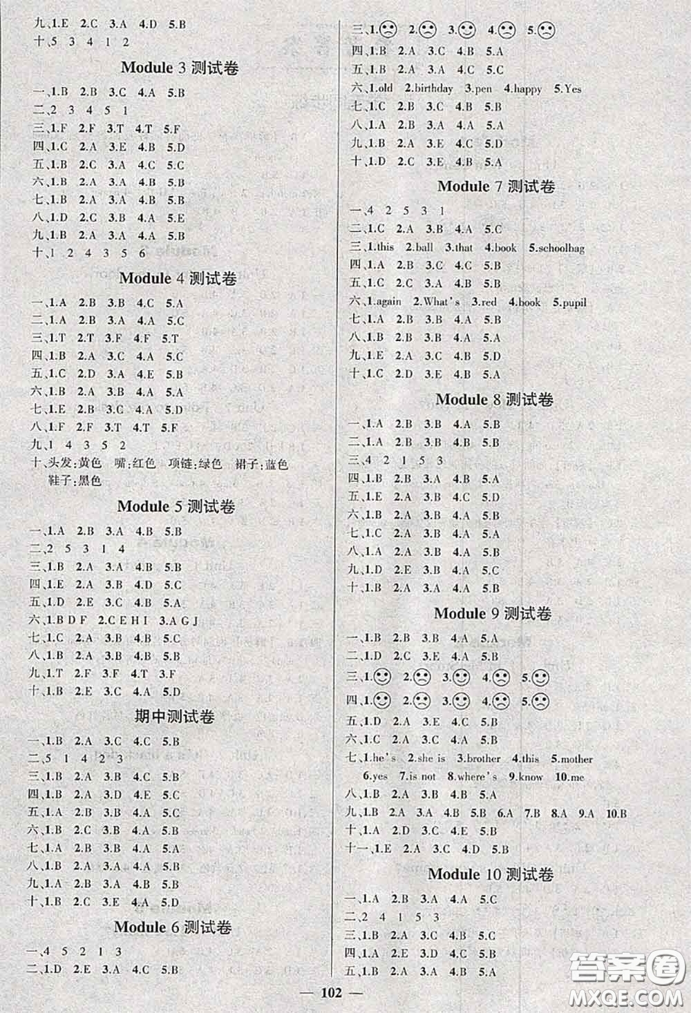 狀元成才路2020秋創(chuàng)優(yōu)作業(yè)100分導學案三年級英語上冊外研版答案