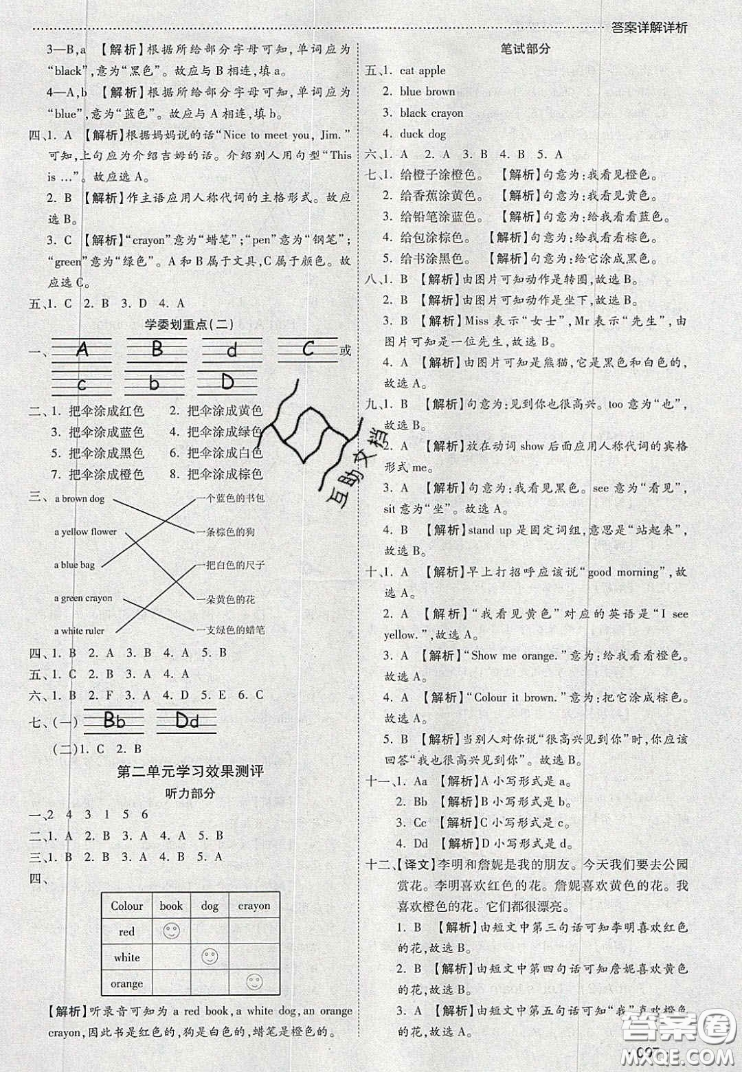 2020年學習委員小學英語三年級上冊人教PEP版答案