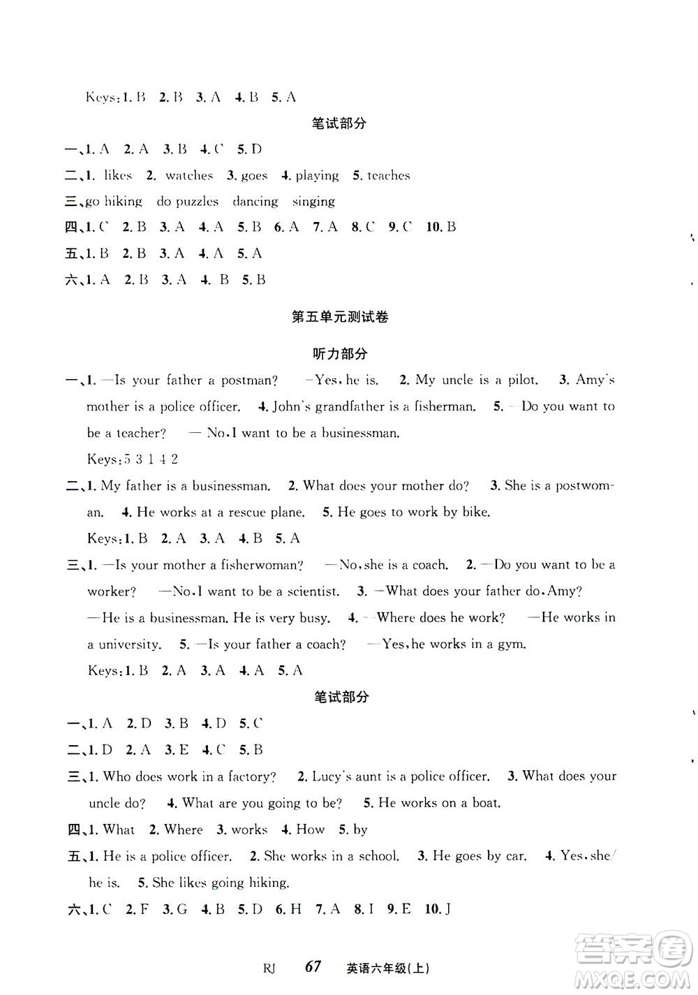 云南科技出版社2020年創(chuàng)新成功學(xué)習(xí)同步導(dǎo)學(xué)英語六年級上RJ人教版答案