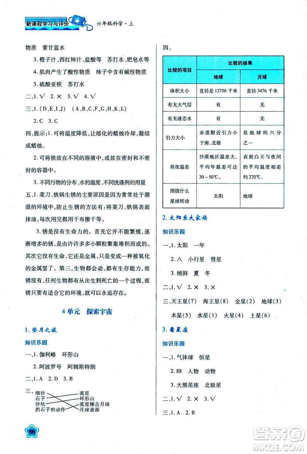 人民教育出版社2020年新課程學(xué)習(xí)與評(píng)價(jià)科學(xué)六年級(jí)上冊(cè)B蘇教版答案