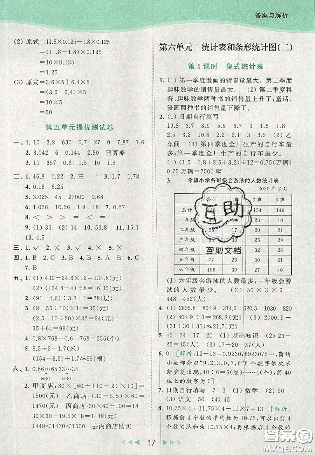 北京教育出版社2020年亮點(diǎn)給力提優(yōu)課時(shí)作業(yè)本五年級(jí)數(shù)學(xué)上冊(cè)江蘇版答案