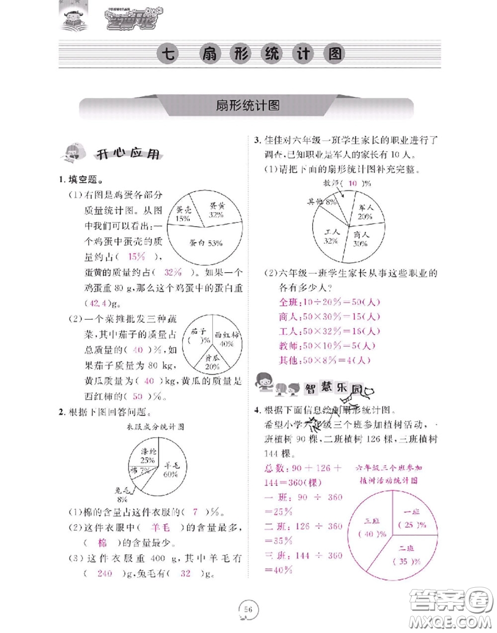 2020年領(lǐng)航新課標(biāo)練習(xí)冊六年級數(shù)學(xué)上冊人教版參考答案