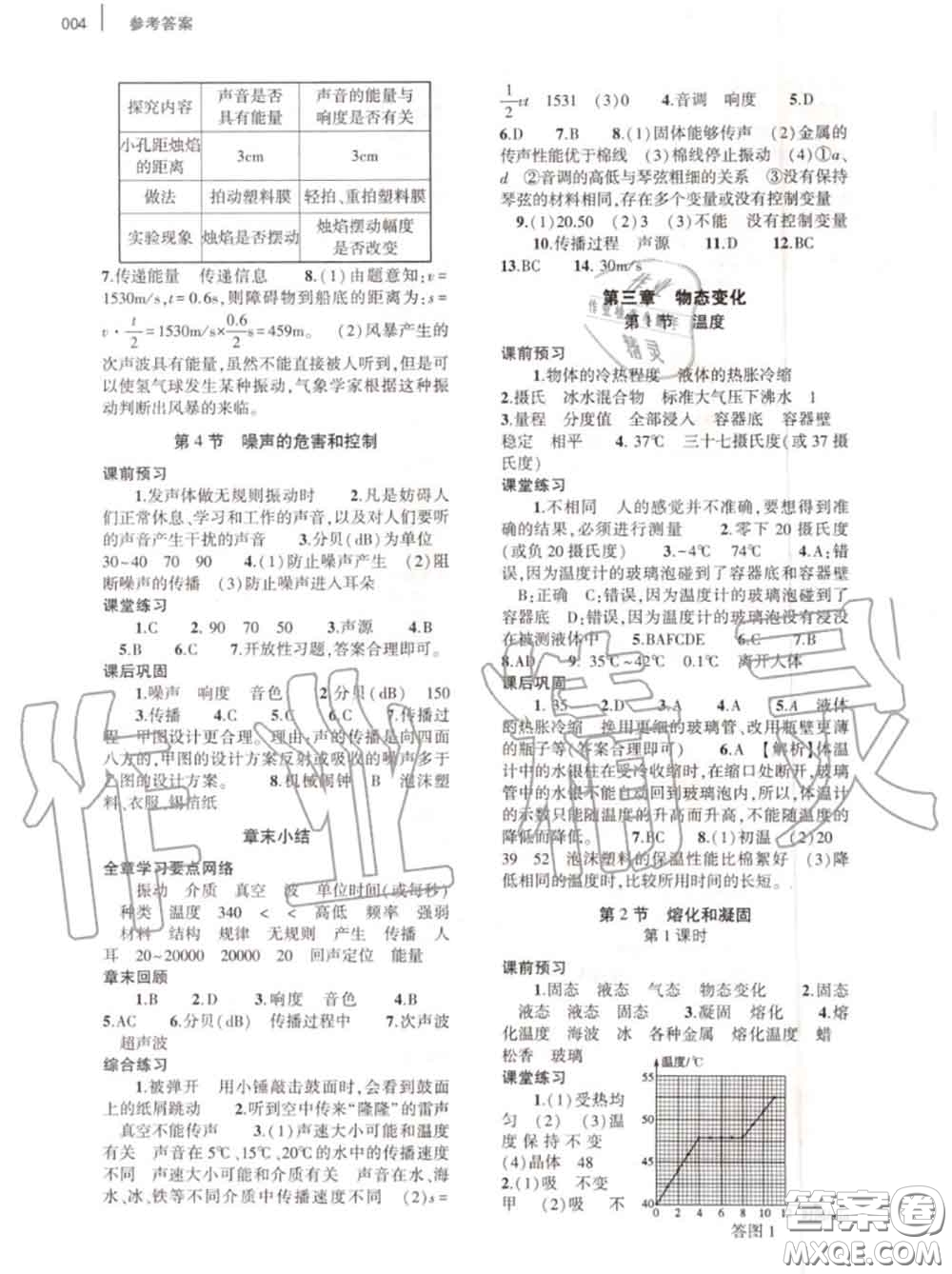 大象出版社2020年基礎(chǔ)訓(xùn)練八年級(jí)物理上冊(cè)人教版參考答案