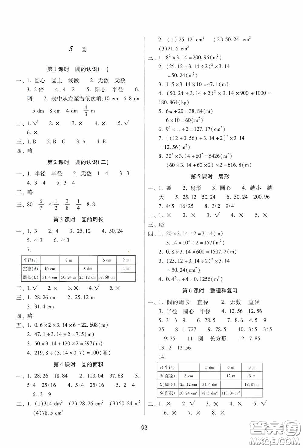 2020課課練云南師大附小全優(yōu)作業(yè)六年級數(shù)學(xué)上冊全新版答案