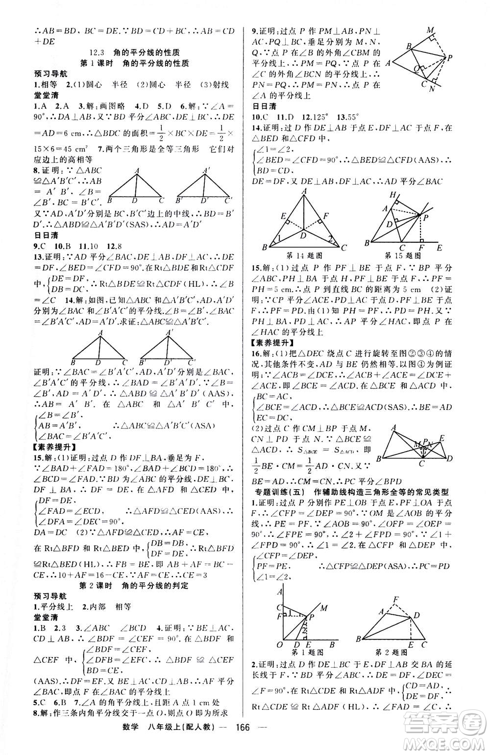 新疆青少年出版社2020年四清導航數(shù)學八年級上冊人教版答案