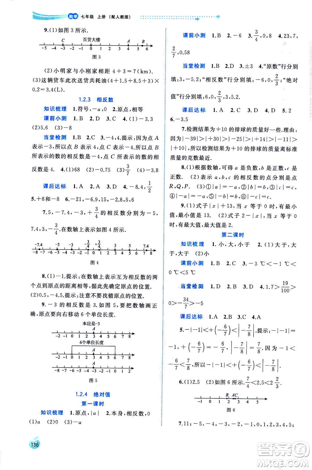 2020年新課程學(xué)習(xí)與測評同步學(xué)習(xí)數(shù)學(xué)七年級上冊人教版答案