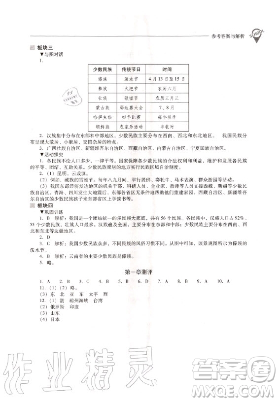 2020年新課程解決問題導(dǎo)學(xué)方案八年級上冊地理晉教版答案