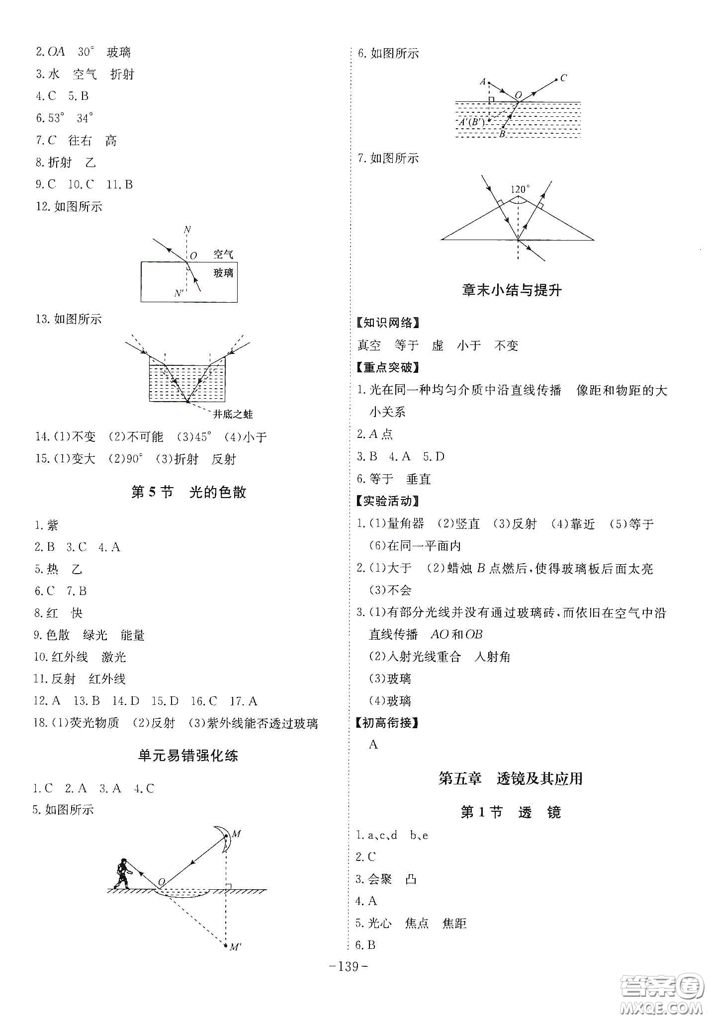 安徽師范大學(xué)出版社2020木牘教育課時A計劃八年級物理上冊人教版答案