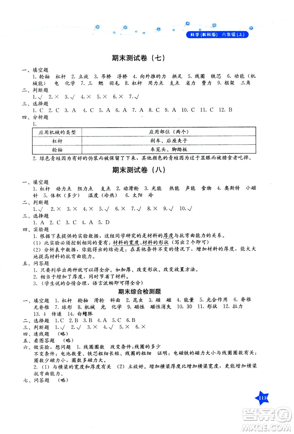 湖南教育出版社2020年學法大視野科學六年級上冊教科版答案