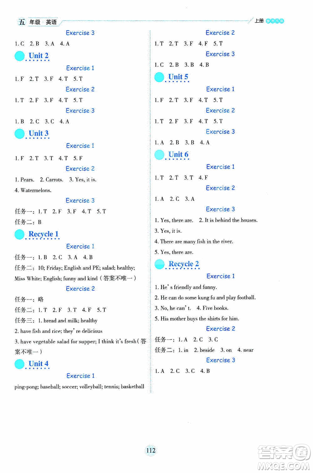 延邊人民出版社2020優(yōu)秀生百分學生作業(yè)本題練王情景式閱讀型練習冊五年級英語上冊人教PEP版答案