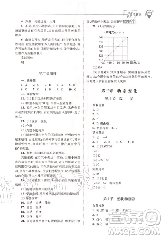 2020年新課程問題解決導(dǎo)學(xué)方案物理八年級上冊人教版答案