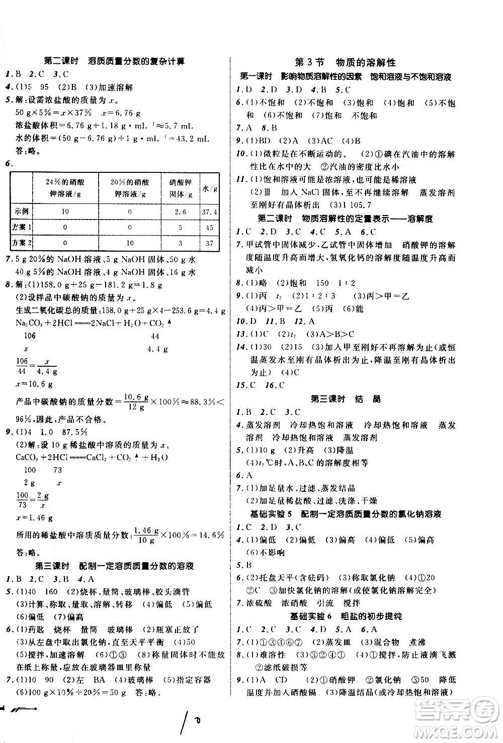 遼寧師范大學(xué)出版社2020年新課程新教材導(dǎo)航學(xué)化學(xué)九年級(jí)上冊(cè)上教版答案