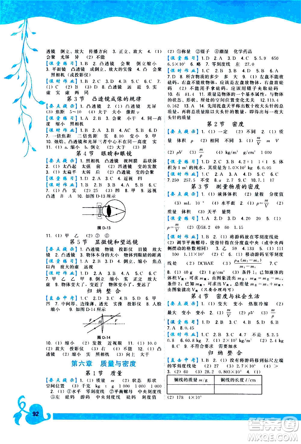 福建人民出版社2020年頂尖課課練物理八年級(jí)上冊(cè)人教版答案