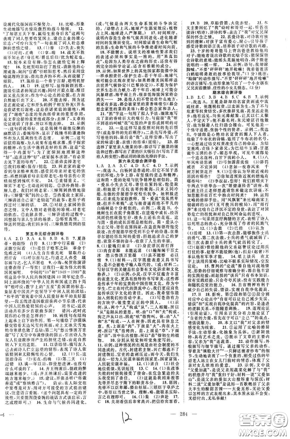 長江少年兒童出版社2020名師學案分層進階學習法語文九年級全一冊答案