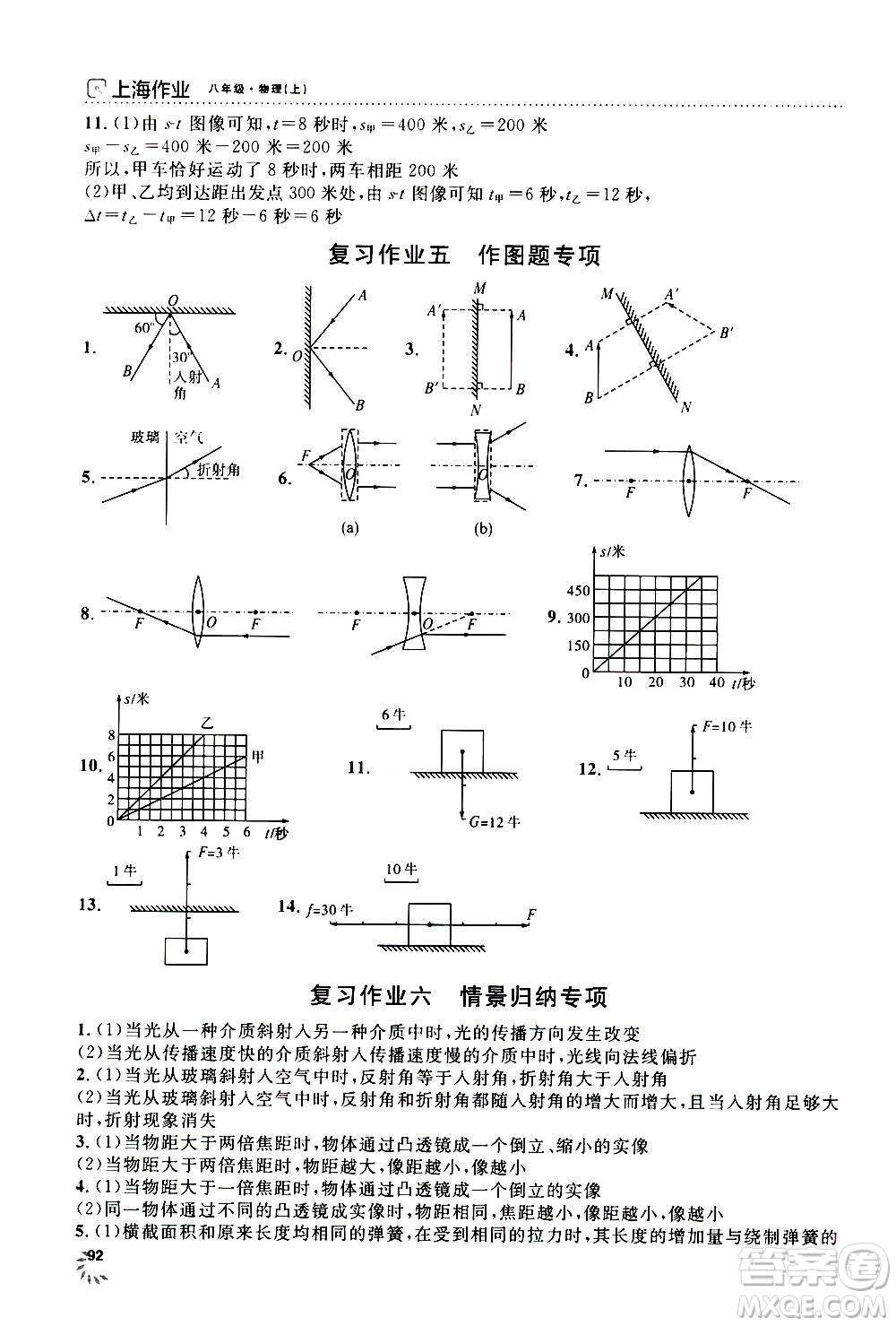 上海大學(xué)出版社2020年鐘書金牌上海作業(yè)物理八年級上冊答案