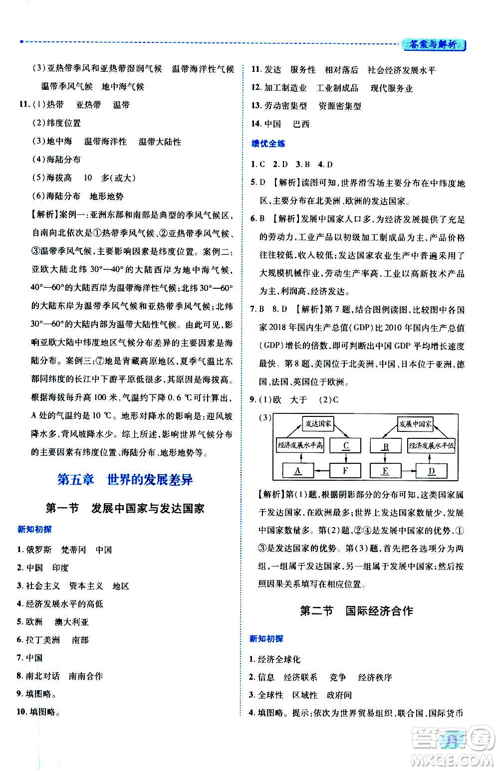 陜西師范大學(xué)出版總社2020年績優(yōu)學(xué)案地理七年級(jí)上冊(cè)湘教版答案