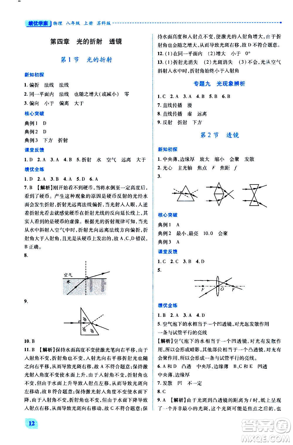 陜西師范大學(xué)出版總社2020年績(jī)優(yōu)學(xué)案物理八年級(jí)上冊(cè)蘇科版答案