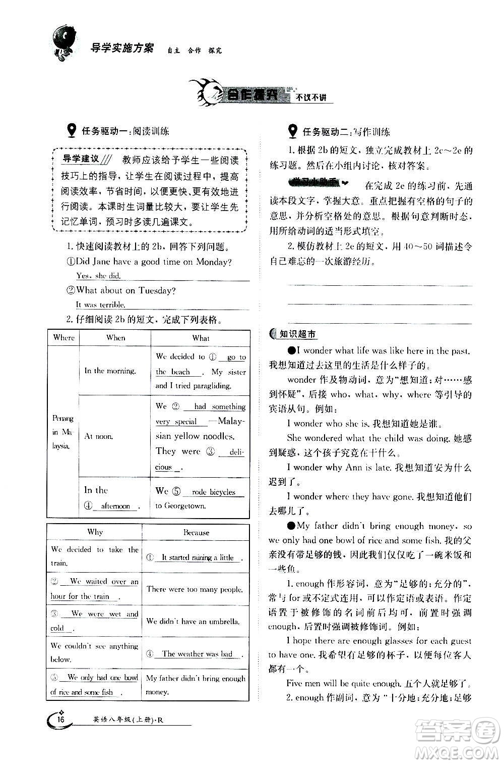 江西高校出版社2020年金太陽導學案英語八年級上冊人教版答案