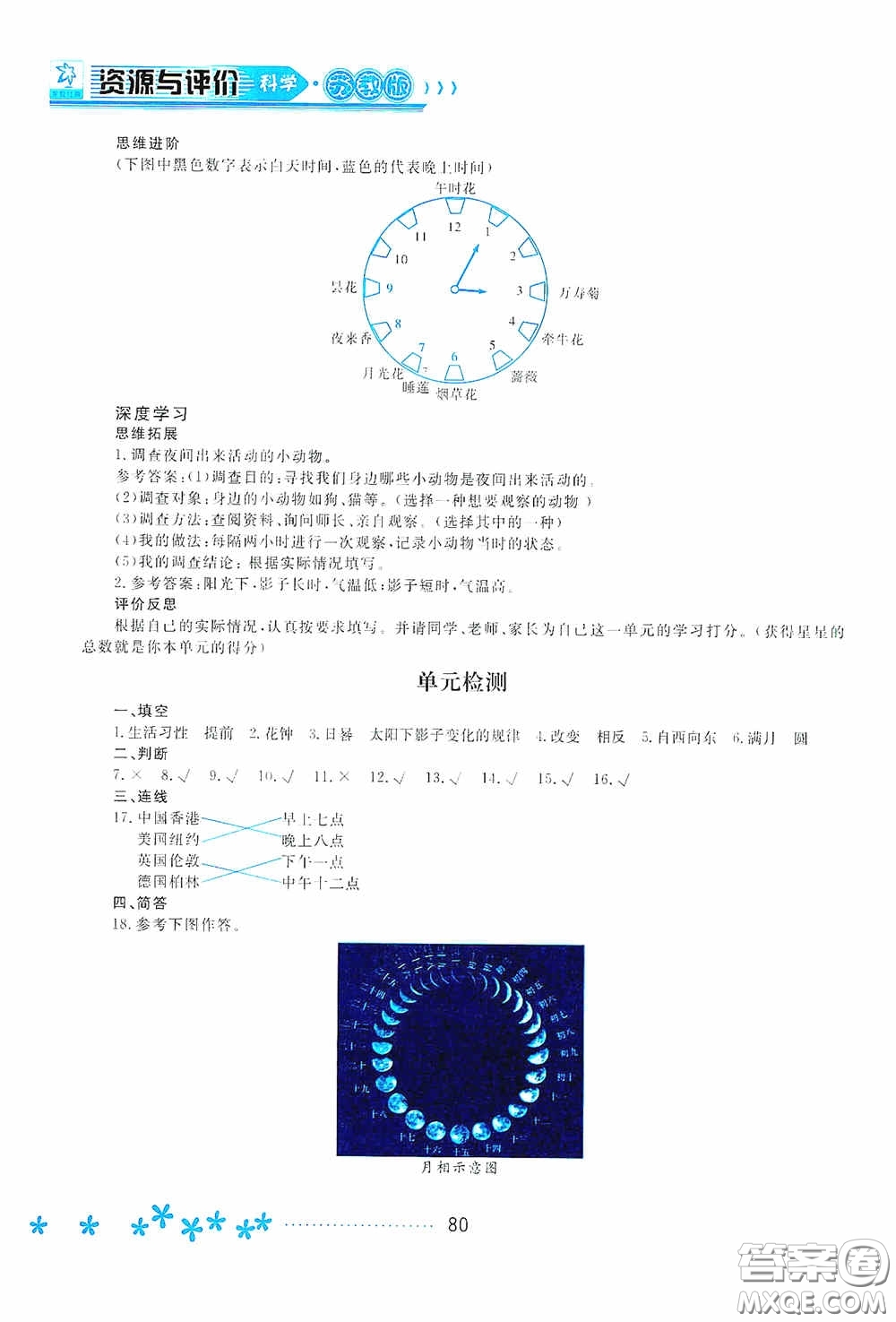 黑龍江教育出版社2020資源與評價五年級科學上冊蘇教版答案