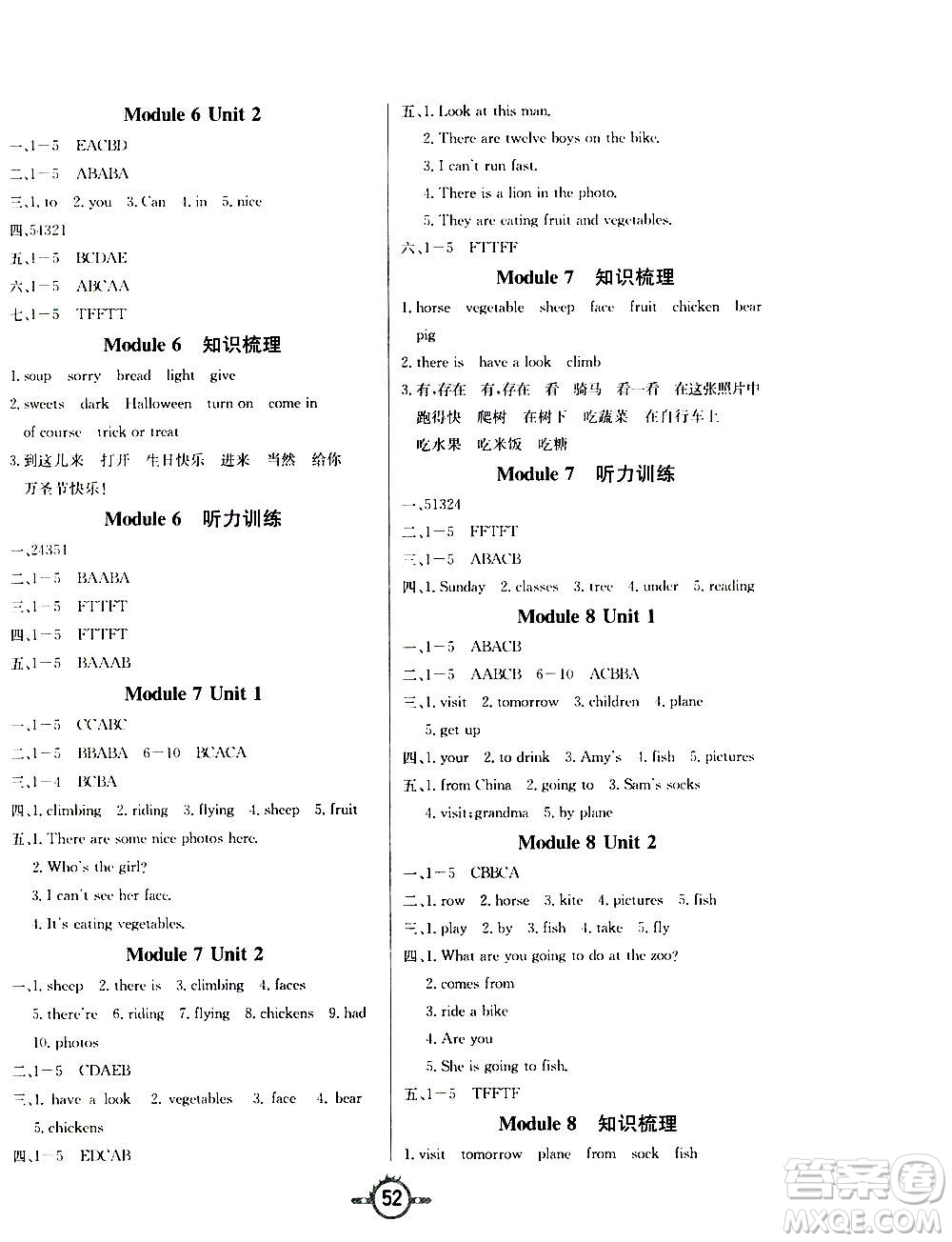 西安出版社2020年創(chuàng)新課課練英語(yǔ)四年級(jí)上冊(cè)WY外研版答案