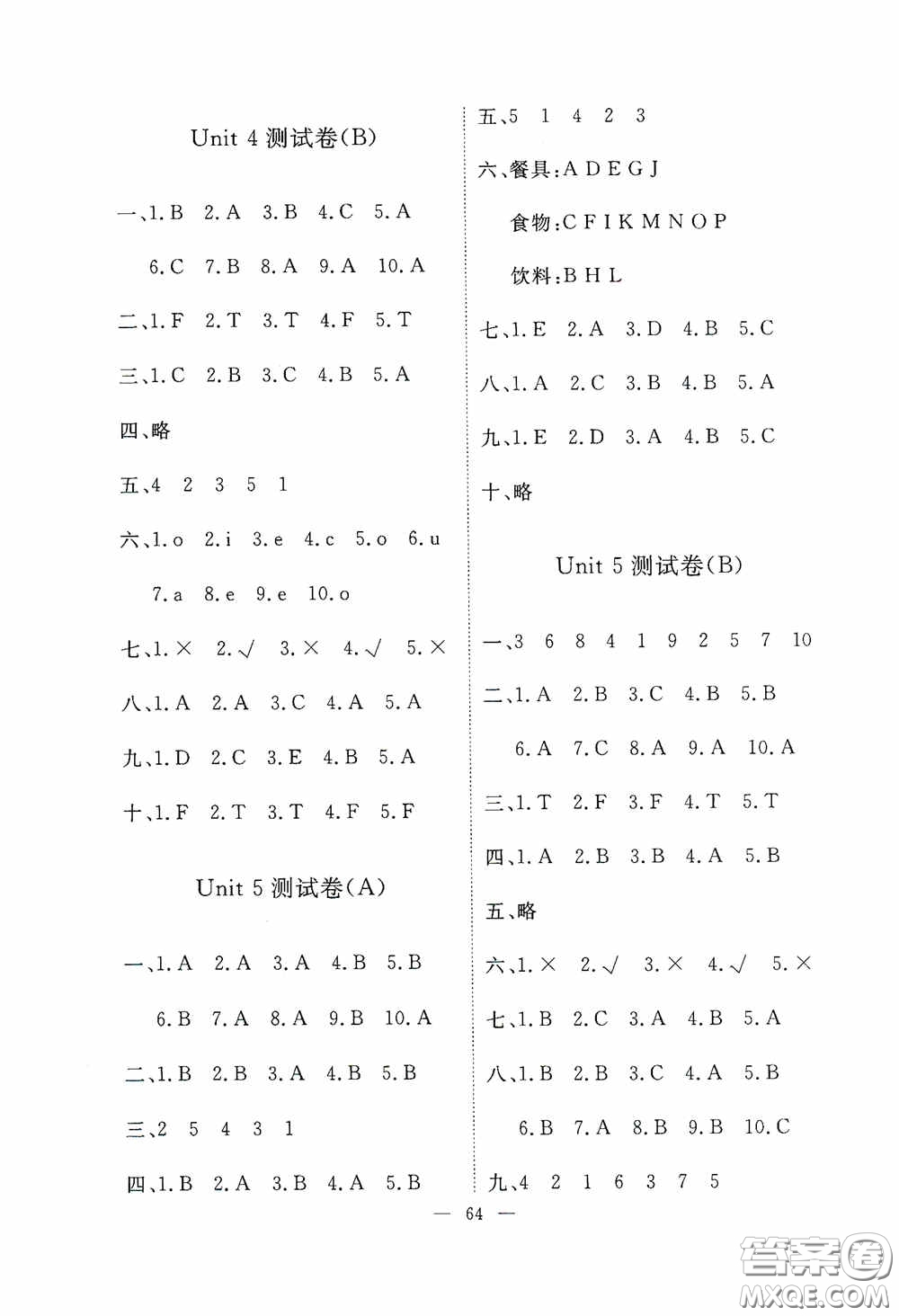 江西教育出版社2020能力形成同步測試卷四年級英語上冊人教PEP版答案