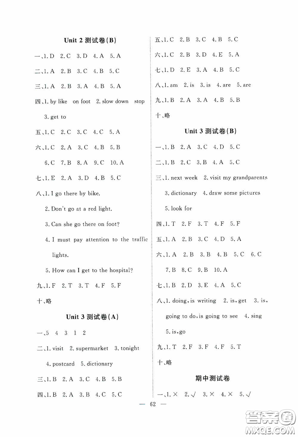 江西教育出版社2020能力形成同步測(cè)試卷六年級(jí)英語上冊(cè)人教PEP版答案