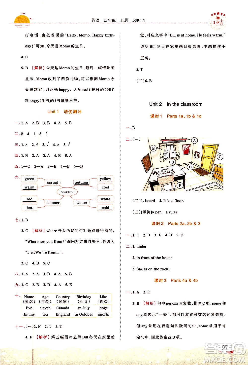 2020秋王朝霞德才兼?zhèn)渥鳂I(yè)創(chuàng)新設(shè)計(jì)英語四年級(jí)上冊(cè)劍橋版答案