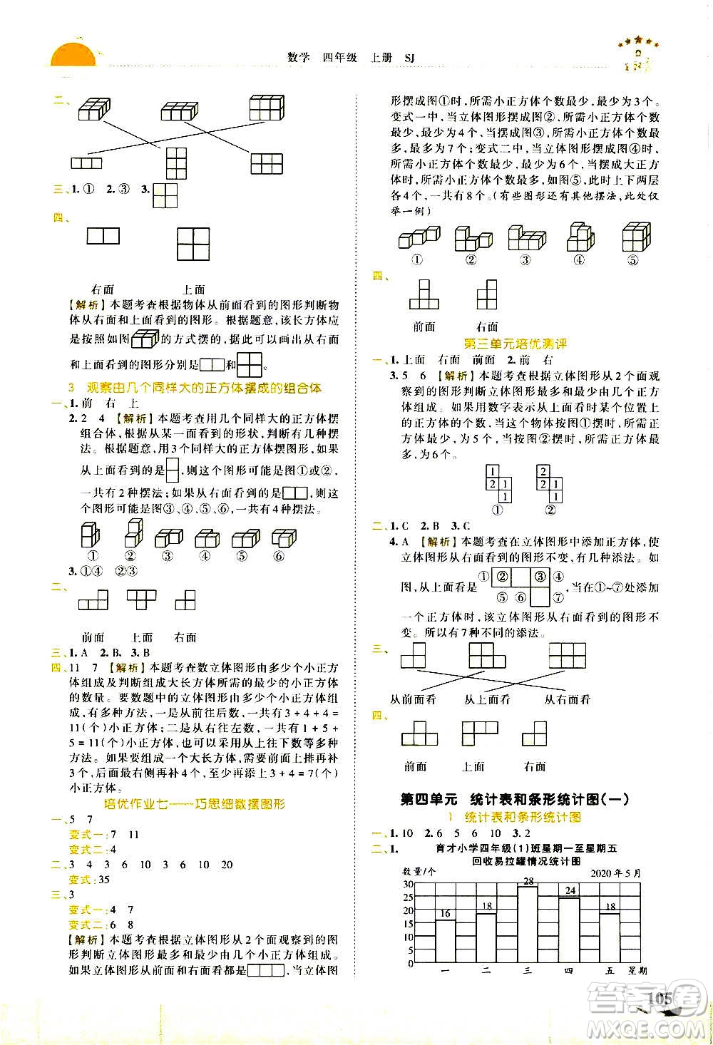 2020秋王朝霞德才兼?zhèn)渥鳂I(yè)創(chuàng)新設(shè)計數(shù)學(xué)四年級上冊SJ蘇教版答案