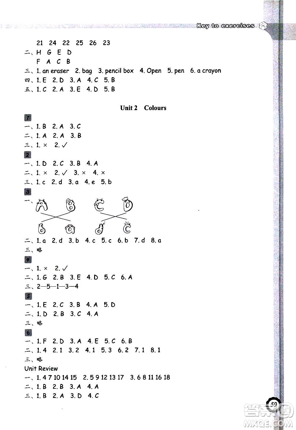 浙江教育出版社2020年小學(xué)英語課時(shí)特訓(xùn)三年級上冊答案