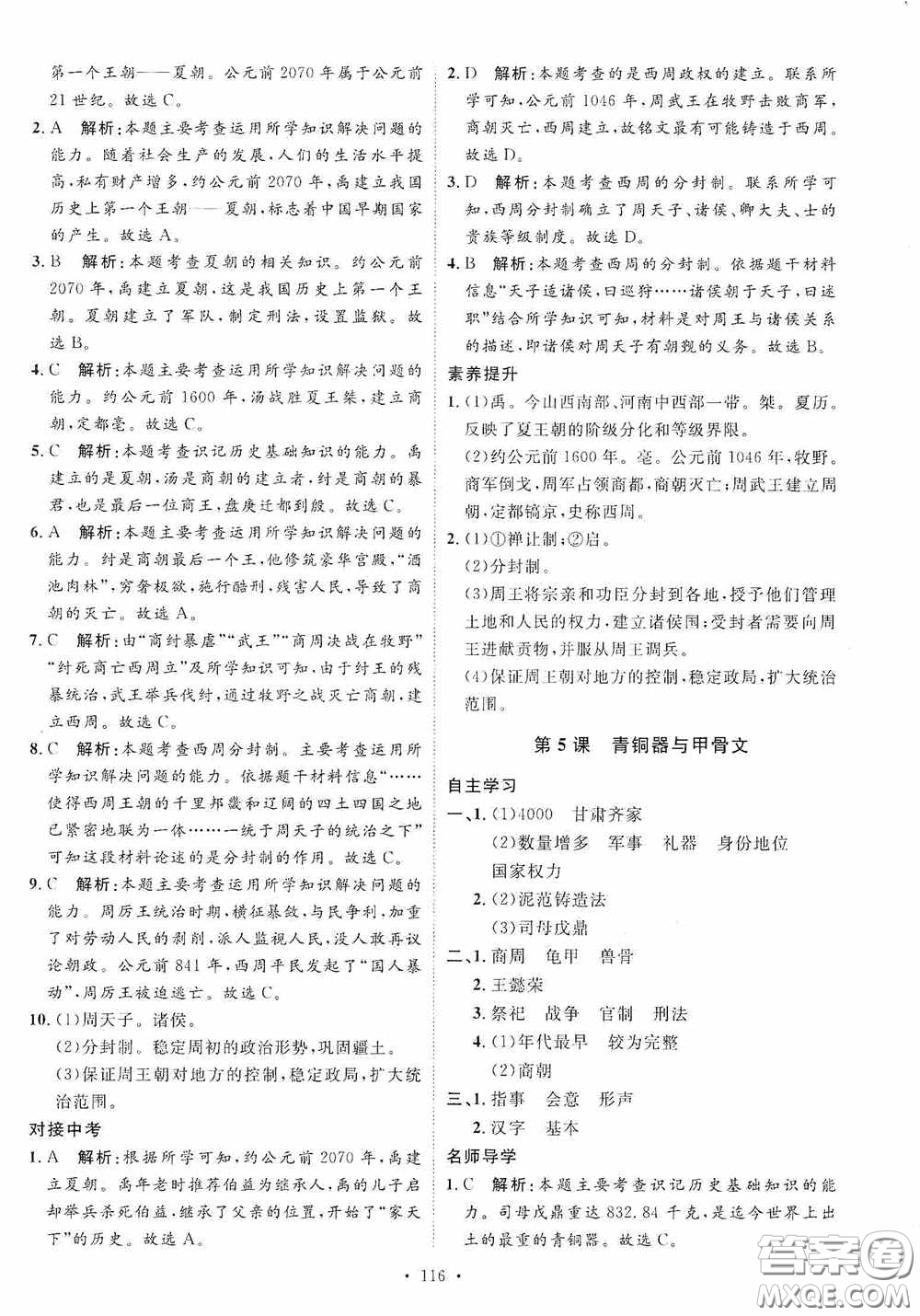 陜西人民出版社2020實(shí)驗(yàn)教材新學(xué)案七年級(jí)上冊(cè)歷史人教版答案