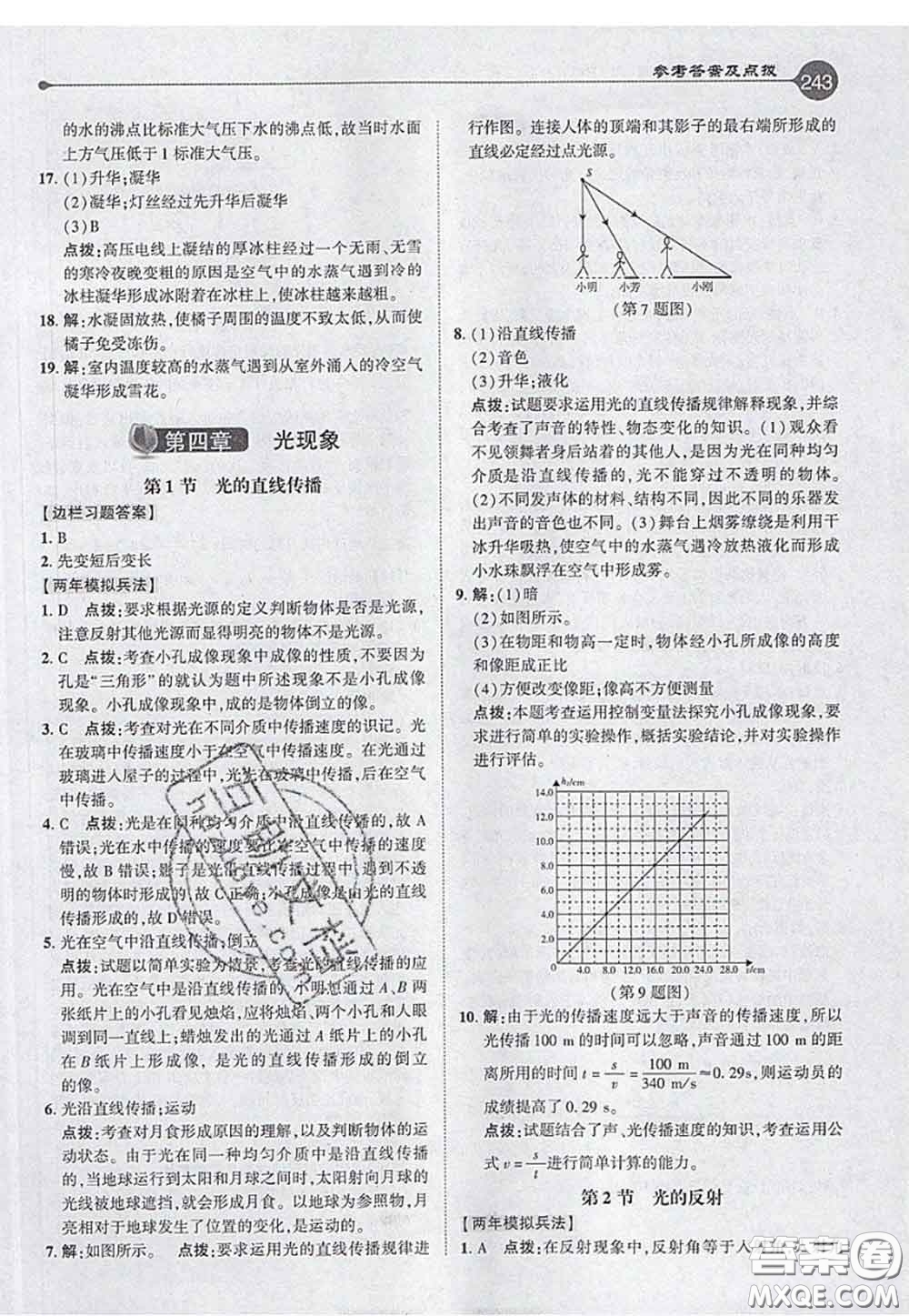 2020秋榮德基特高級(jí)教師點(diǎn)撥八年級(jí)物理上冊(cè)人教版參考答案