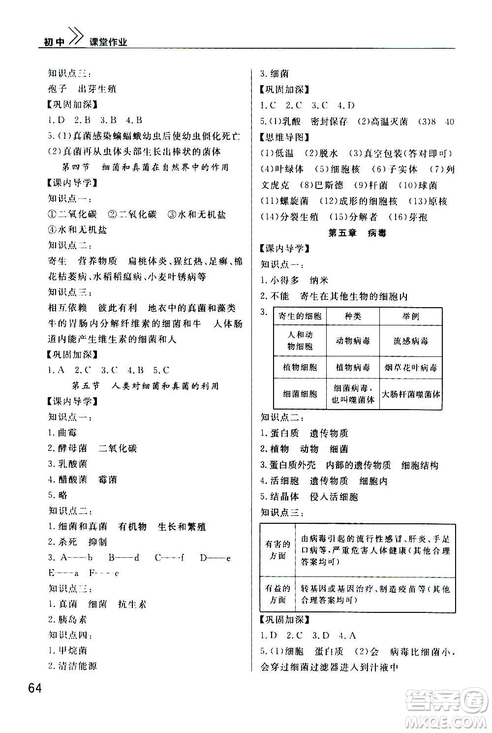 2020秋智慧學習天天向上課堂作業(yè)八年級上冊生物人教版答案