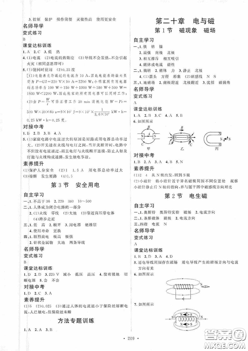 陜西人民出版社2020實(shí)驗(yàn)教材新學(xué)案九年級物理全一冊人教版答案