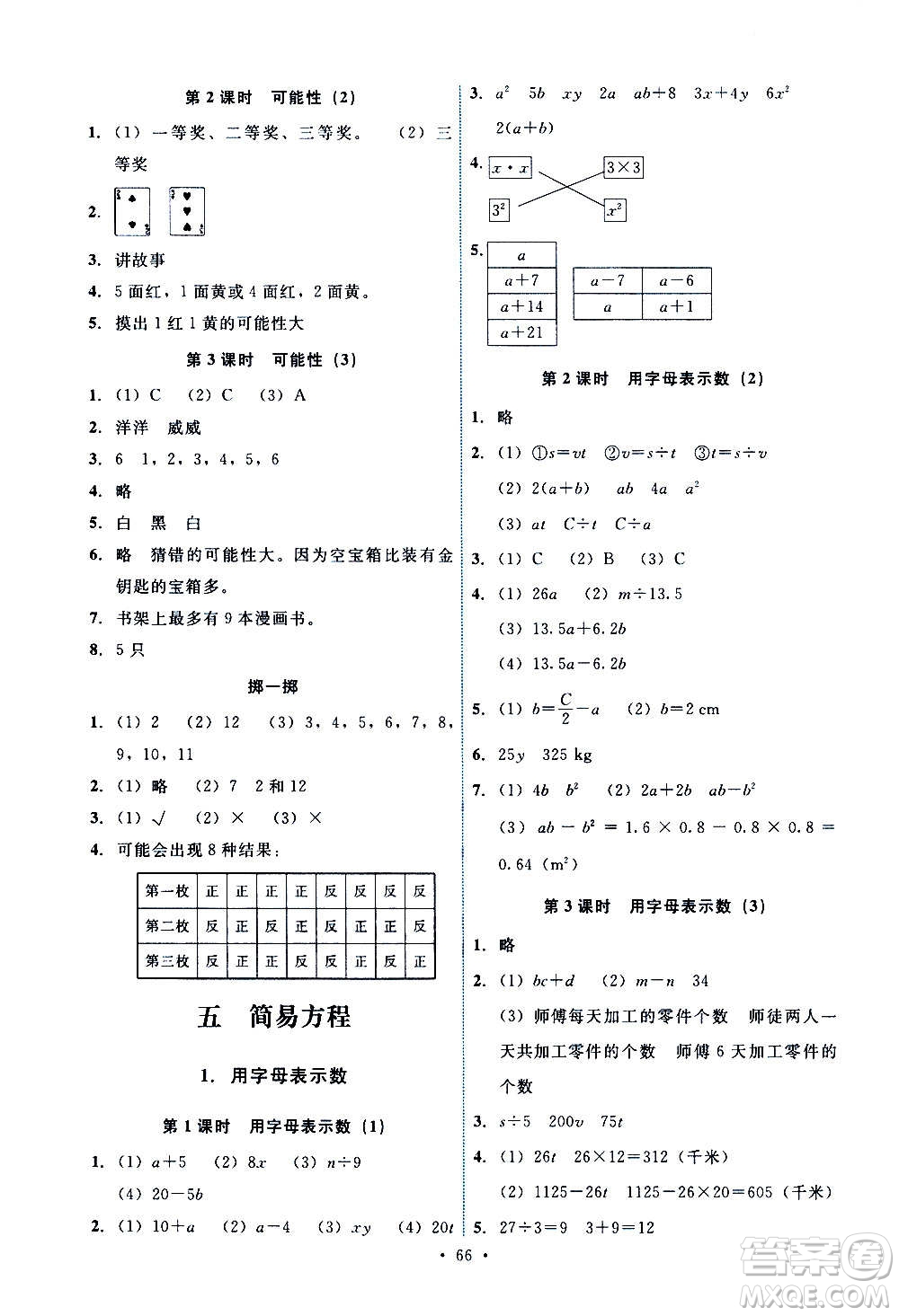 人民教育出版社2020年能力培養(yǎng)與測(cè)試數(shù)學(xué)五年級(jí)上冊(cè)人教版湖南專版答案