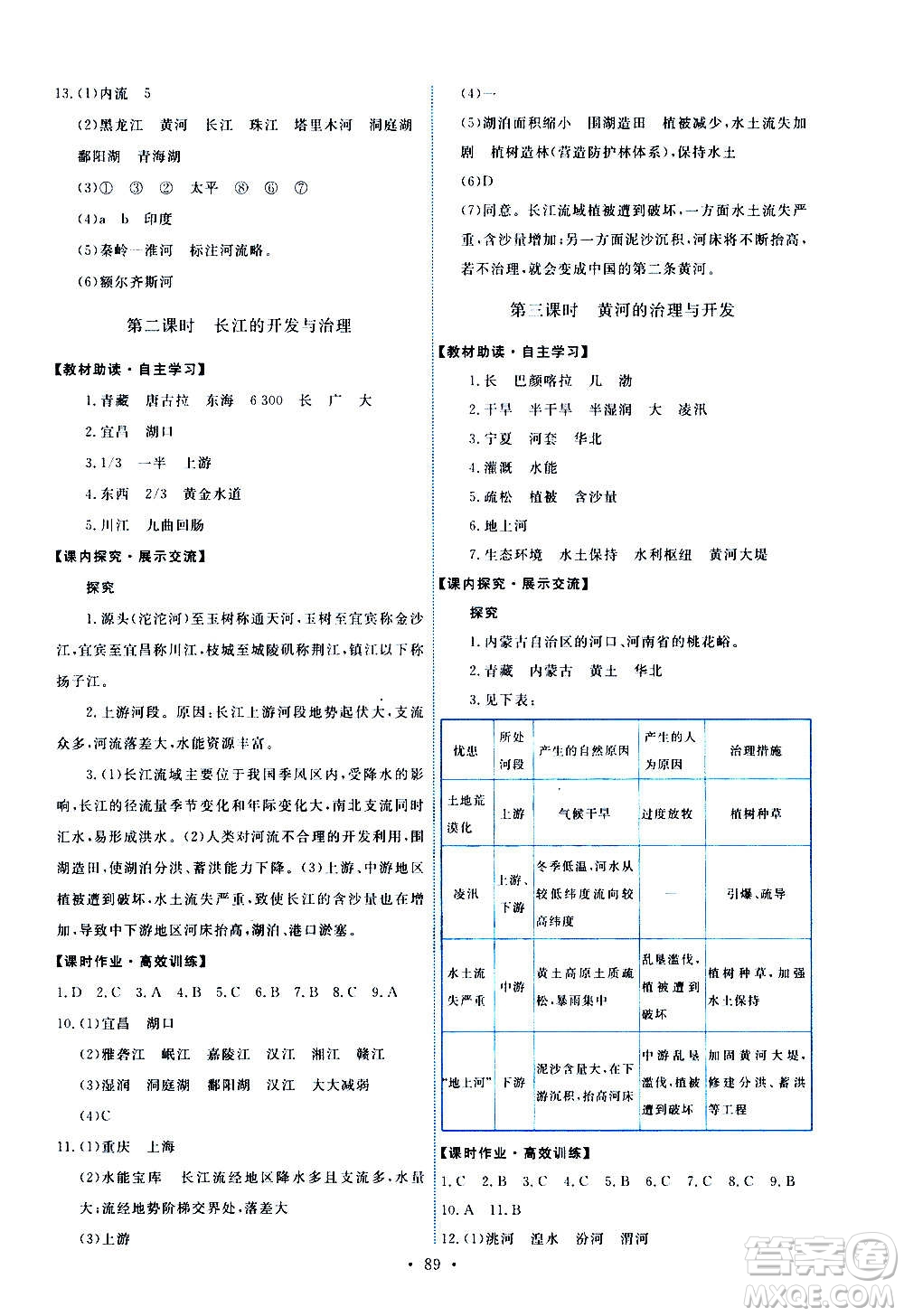 人民教育出版社2020年能力培養(yǎng)與測試地理八年級上冊人教版答案