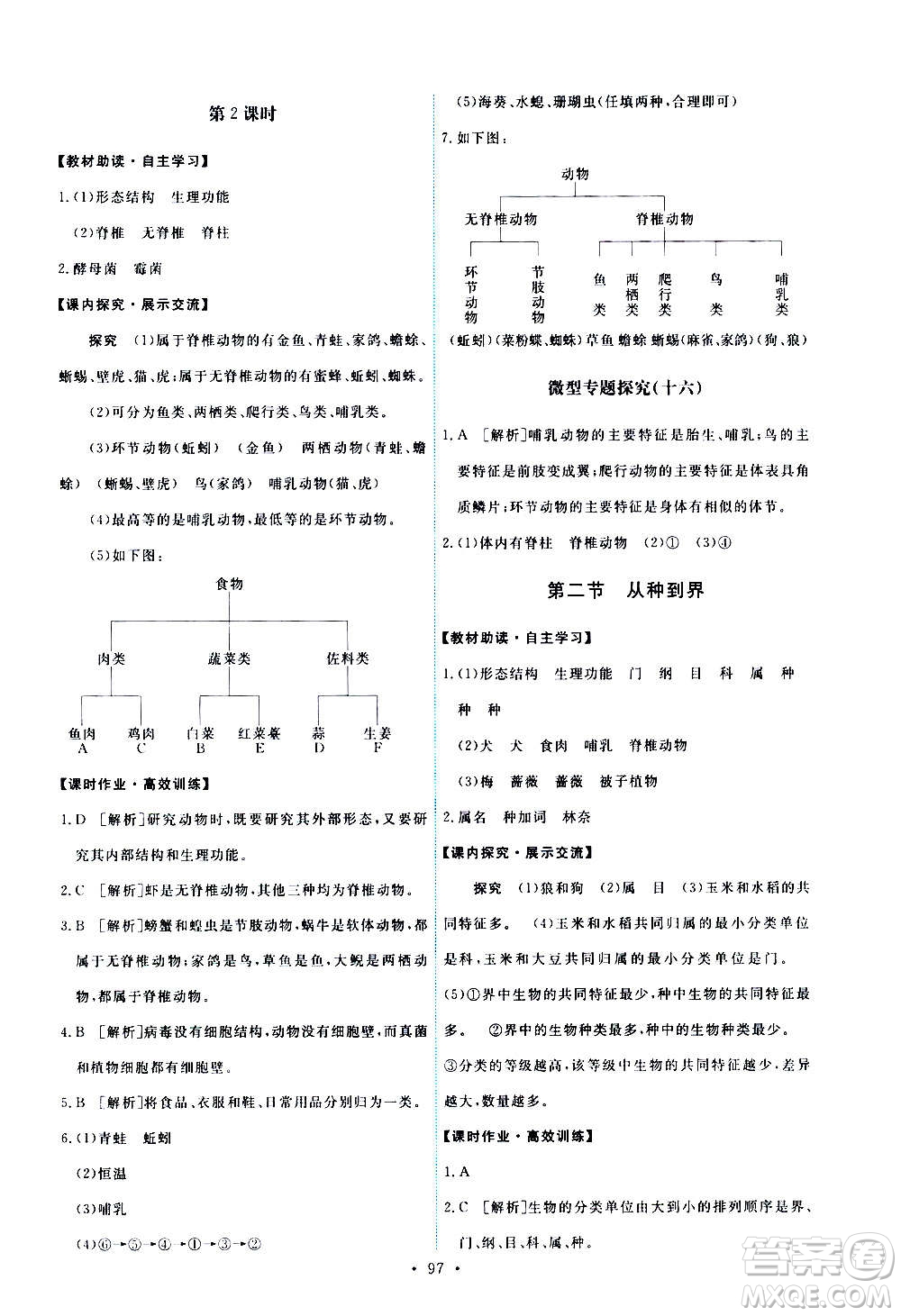 人民教育出版社2020年能力培養(yǎng)與測(cè)試生物學(xué)八年級(jí)上冊(cè)人教版答案