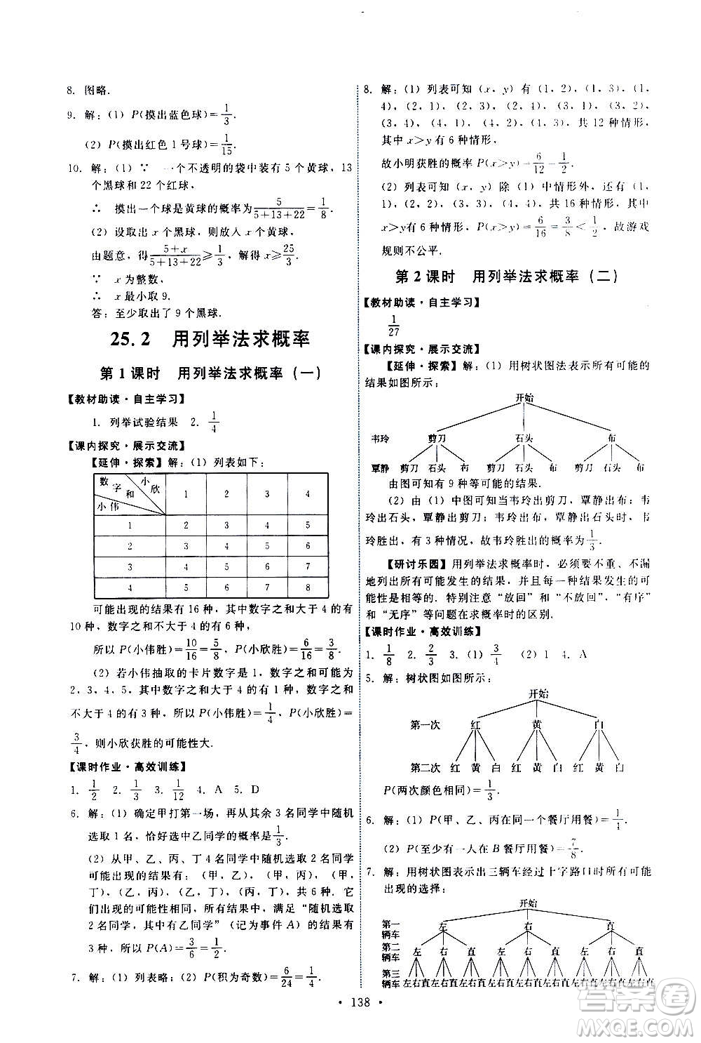 人民教育出版社2020年能力培養(yǎng)與測試數(shù)學(xué)九年級上冊人教版答案