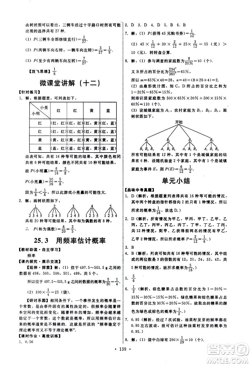 人民教育出版社2020年能力培養(yǎng)與測試數(shù)學(xué)九年級上冊人教版答案