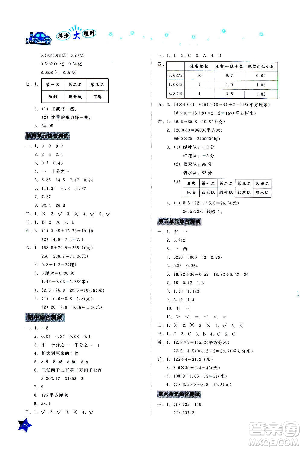 湖南教育出版社2020年學(xué)法大視野數(shù)學(xué)五年級上冊蘇教版答案