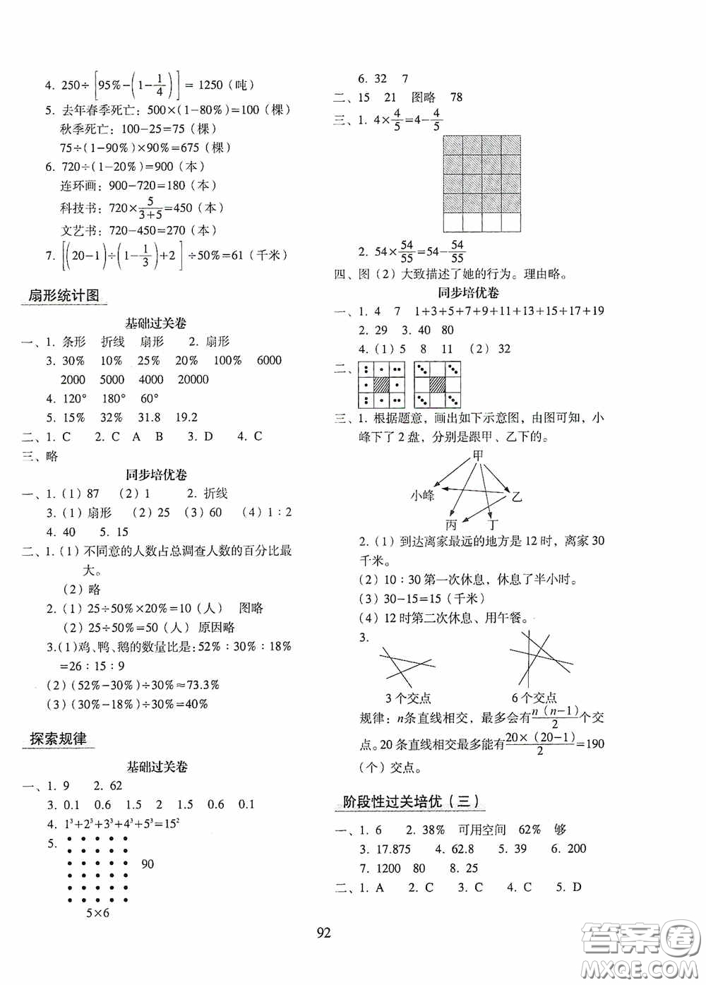 2020秋期末沖刺100分完全試卷同步培優(yōu)訓練小學數(shù)學六年級上冊答案