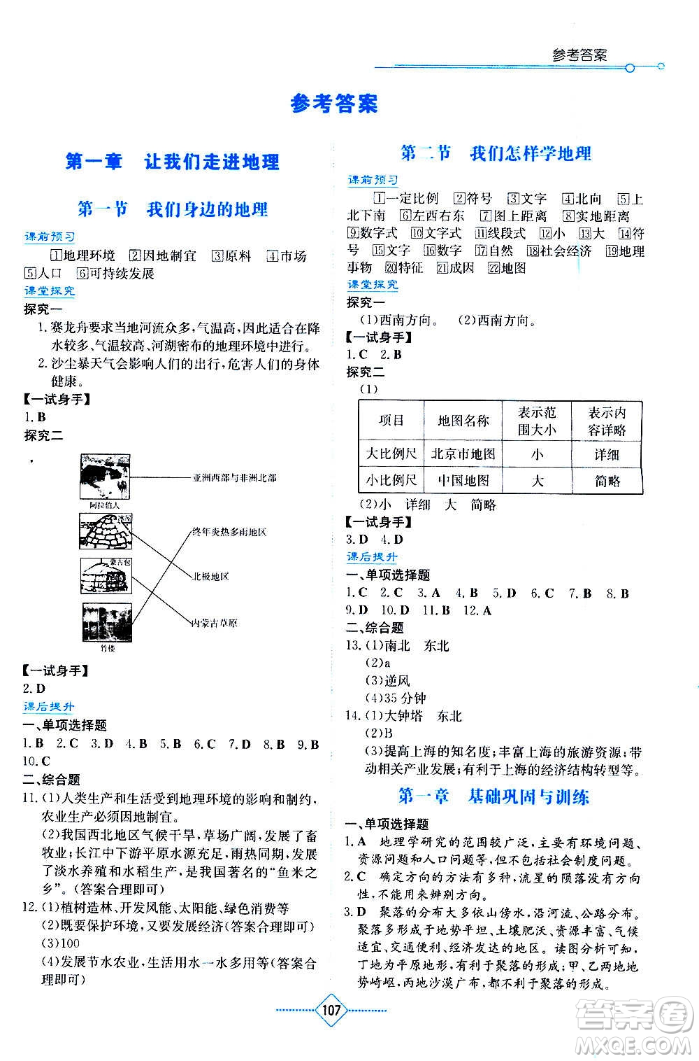 湖南教育出版社2020年學(xué)法大視野地理七年級(jí)上冊湘教版答案