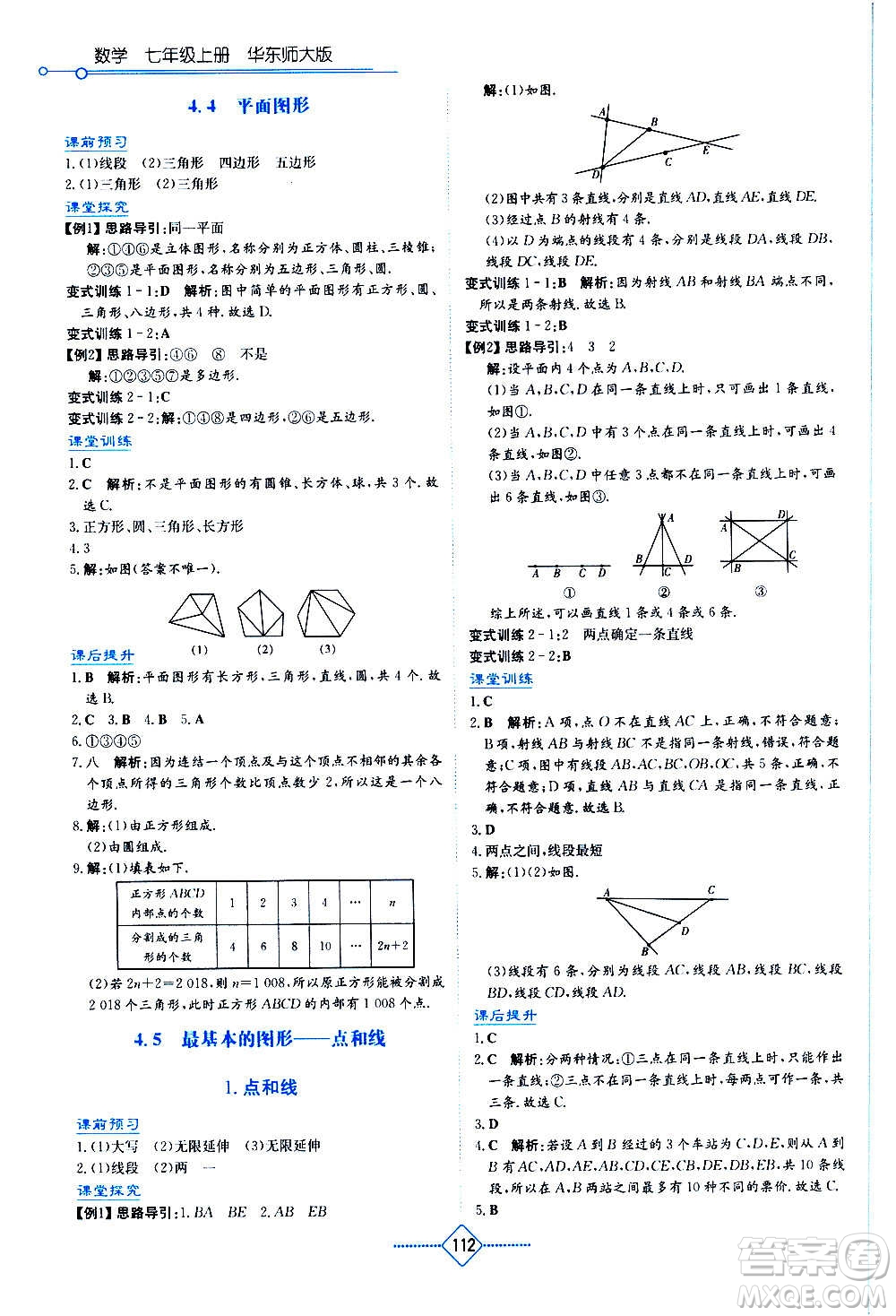 湖南教育出版社2020年學(xué)法大視野數(shù)學(xué)七年級(jí)上冊(cè)華東師大版答案