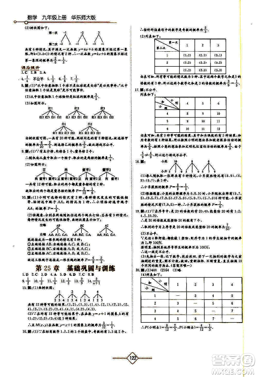 湖南教育出版社2020年學(xué)法大視野數(shù)學(xué)九年級上冊華東師大版答案