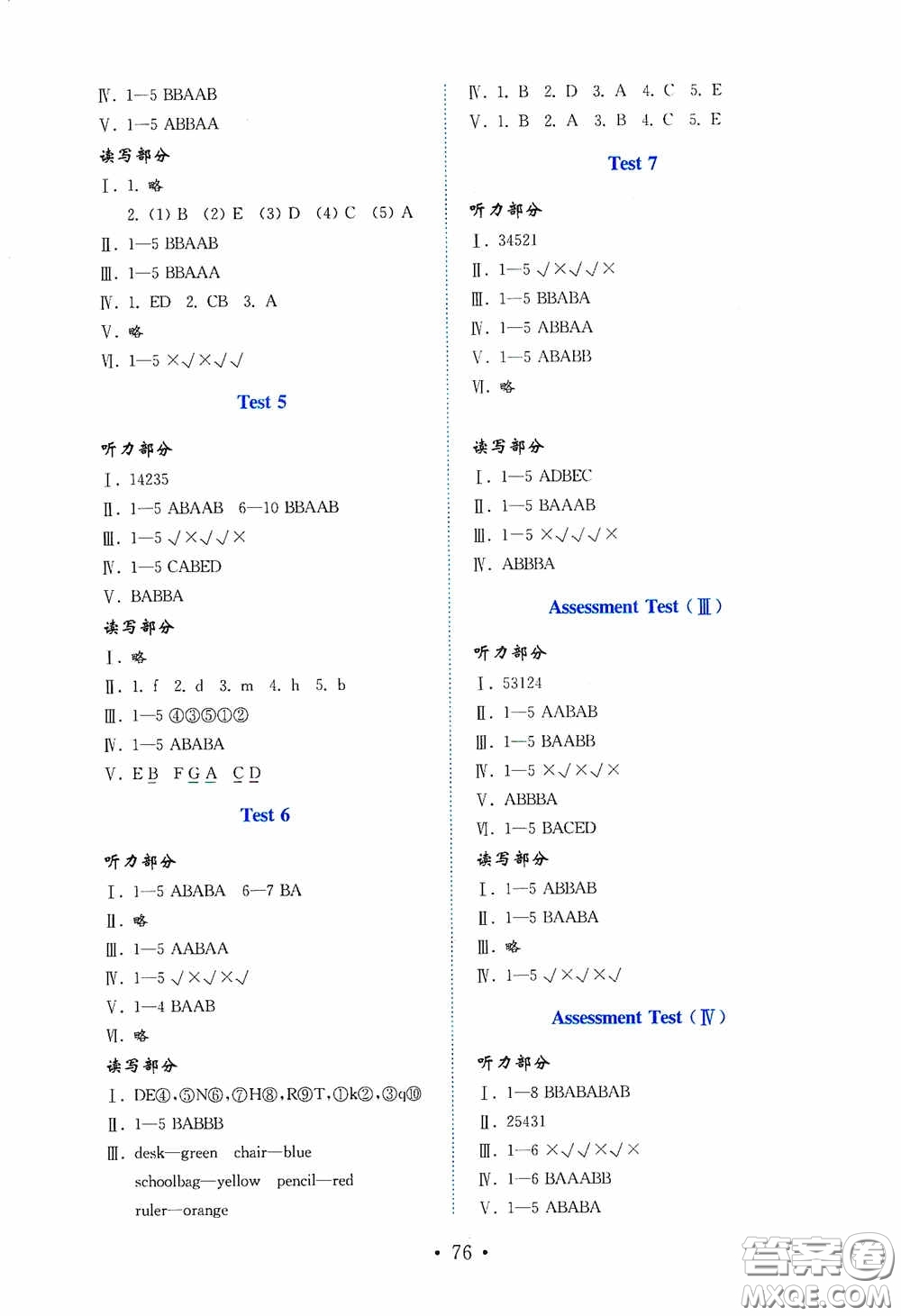 山東教育出版社2020小學(xué)英語試卷金鑰匙三年級上冊魯科版三年級起點答案