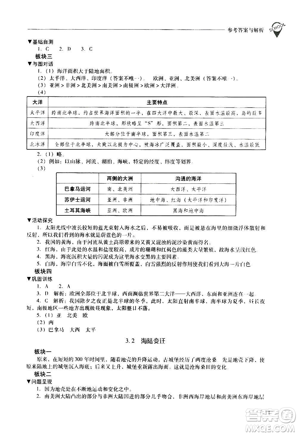 2020秋新課程問題解決導(dǎo)學(xué)方案七年級地理上冊晉教版參考答案