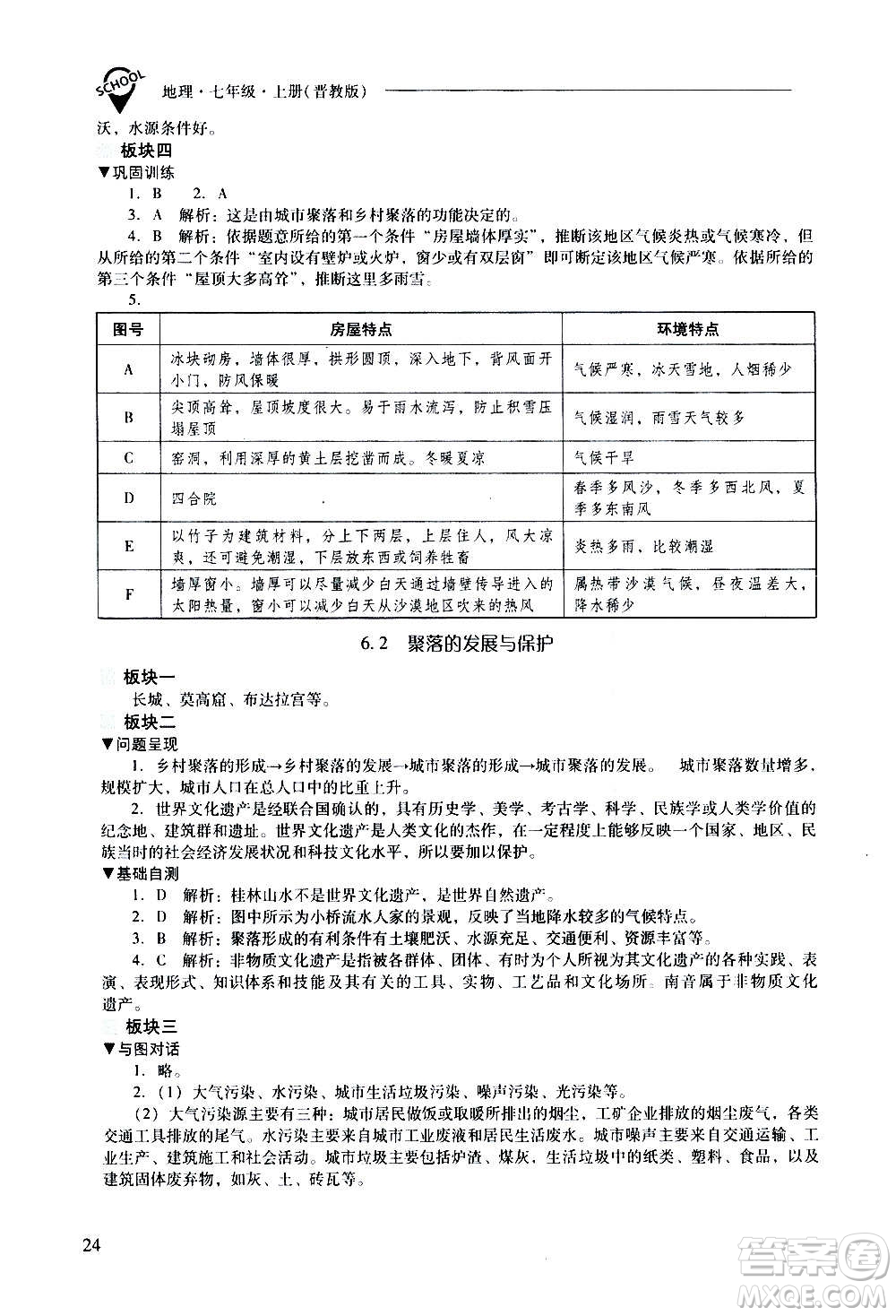 2020秋新課程問題解決導(dǎo)學(xué)方案七年級地理上冊晉教版參考答案